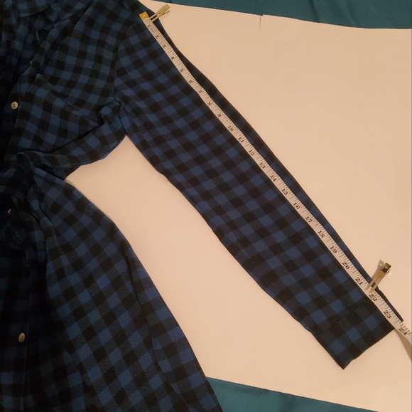 J.Jill. Blue Black Plaid Button Up Long Sleeve Tunic Shirt BlouseTop Size S - Picture 5 of 10